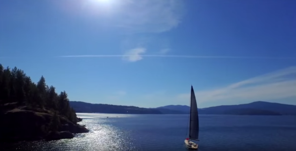 Sailing Across Lake Coeur d'Alene Idaho